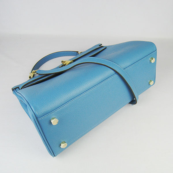 High Quality Hermes Kelly 35CM Togo Leather Bag Light Blue 6308 - Click Image to Close